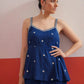 Women Embroidered Strappy Top With Dhoti Skirt