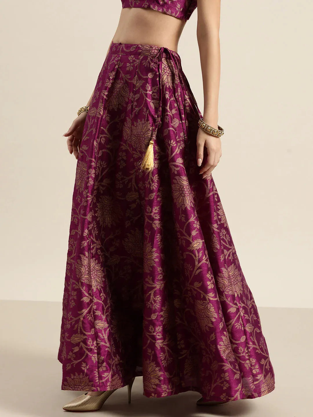 Jacquard Floral Anarkali Skirt