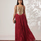 Women Royal Blue/Maroon/Black Brocade Corset Top
