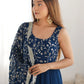 Embroidered Georgette Anarkali Gown With Dupatta