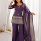 Shiny Purple Zari Work Silk Festival Wear Palazzo Suit With Dupatta