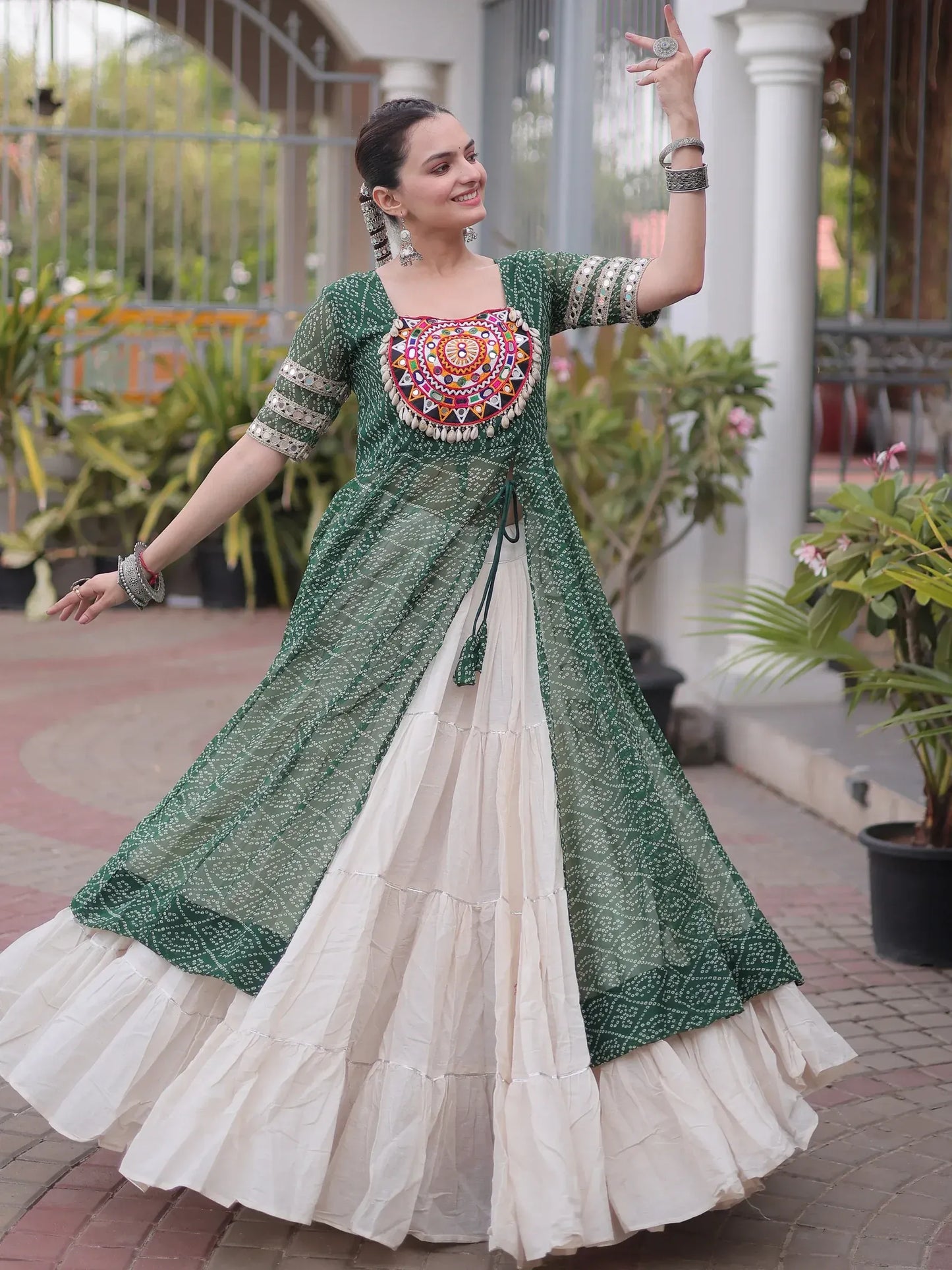 Bandhani Printed Navratri Wear Lehenga With Kurti
