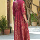 Maroon Ethnic Motif Printed Rayon Anarkali Dress