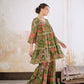 Women Orange/Green Tie & Dye Coin Lace Tired Kurta With Sharara Pants