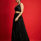 Women Sequins Sleeveless Crop Top With Anarkali Skirt
