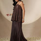 Women Black/Brown Sequin Strappy Top With Flared Pants