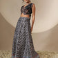 Women Black Embroidery Crop Vest With Anarkali Skirt