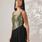 Women Royal Blue/Maroon/Black Brocade Corset Top