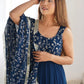Embroidered Georgette Anarkali Gown With Dupatta