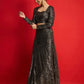 Women Metallic Shine Sequins Crop Top With Fish Cut Skirt