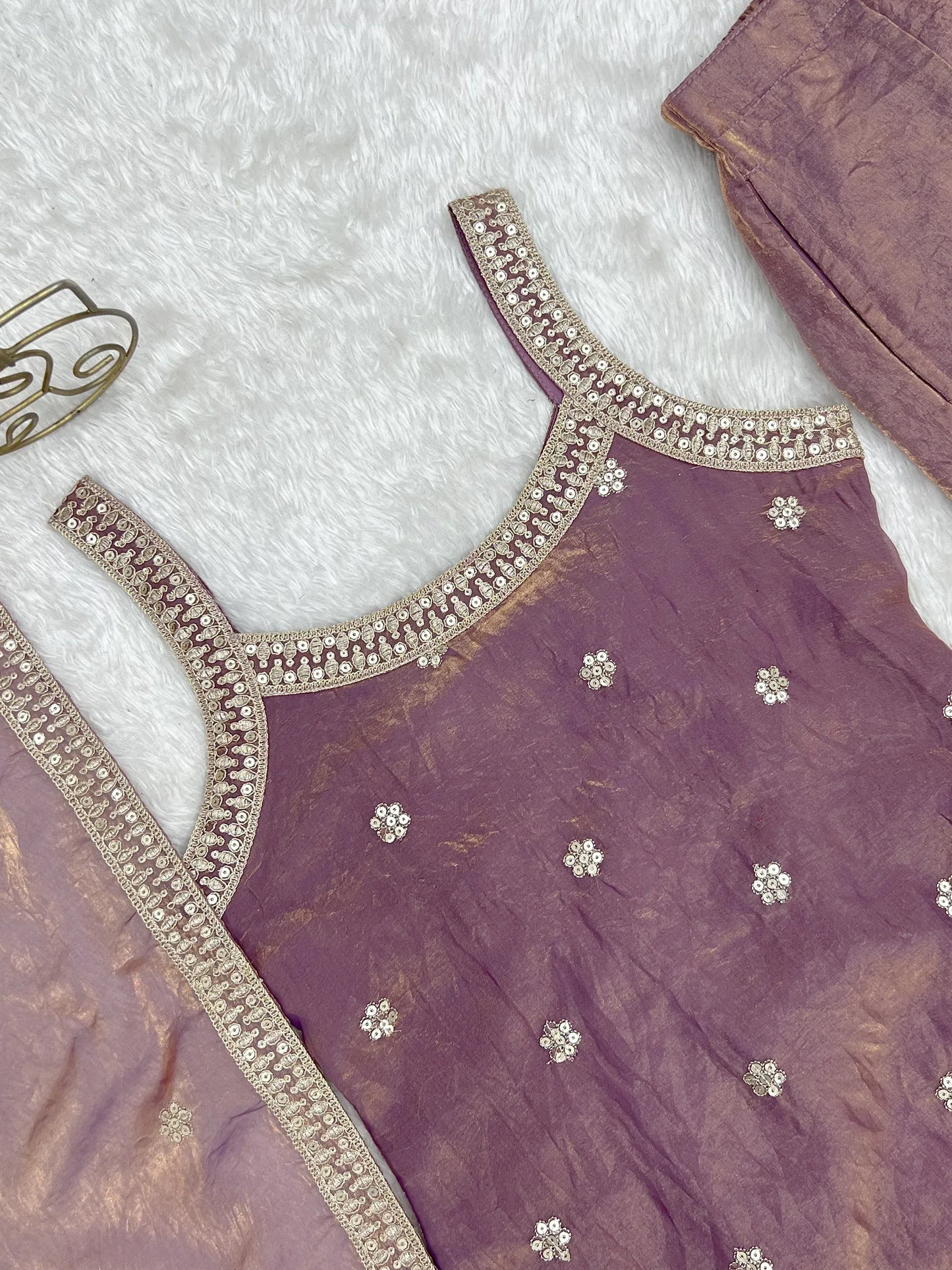 Captivating Purple Zari Embroidered Silk Function Wear Palazzo Suit