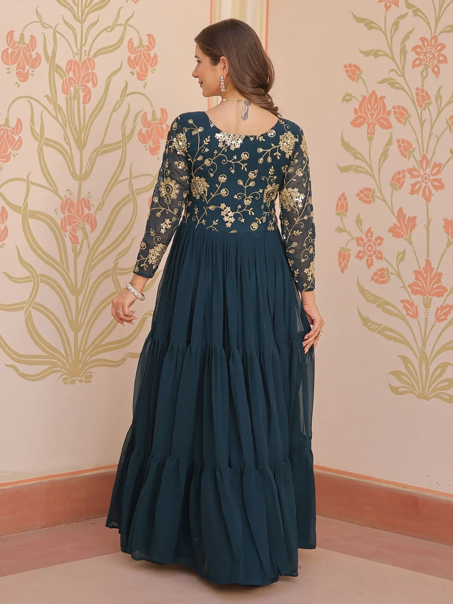 Beautiful Sequins Embroidered Festival Wear Gown