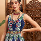 Women Navy Floral Sleeveless Anarkali Maxi Kurta