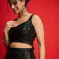 Women Sequins Sleeveless Crop Top With Anarkali Skirt