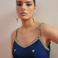 Women Embroidered Strappy Top With Dhoti Skirt