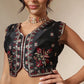 Women Black Embroidery Crop Vest With Anarkali Skirt