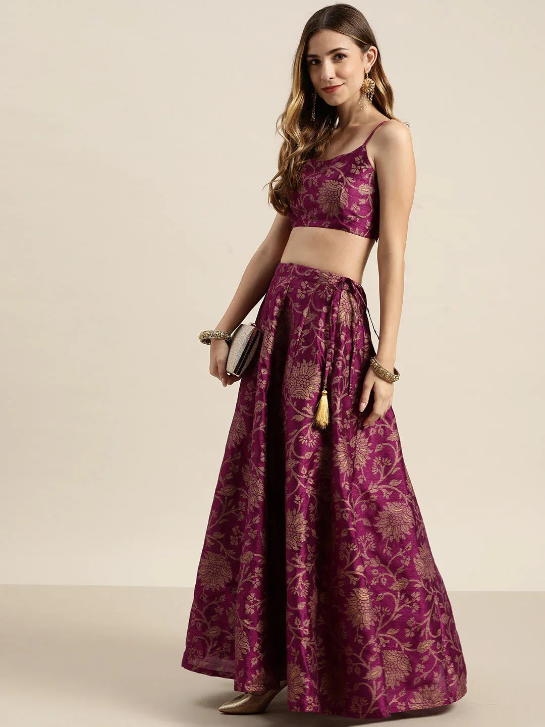 Jacquard Floral Anarkali Skirt