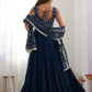 Embroidered Georgette Anarkali Gown With Dupatta