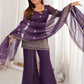 Shiny Purple Zari Work Silk Festival Wear Palazzo Suit With Dupatta
