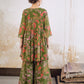 Women Orange/Green Tie & Dye Coin Lace Tired Kurta With Sharara Pants