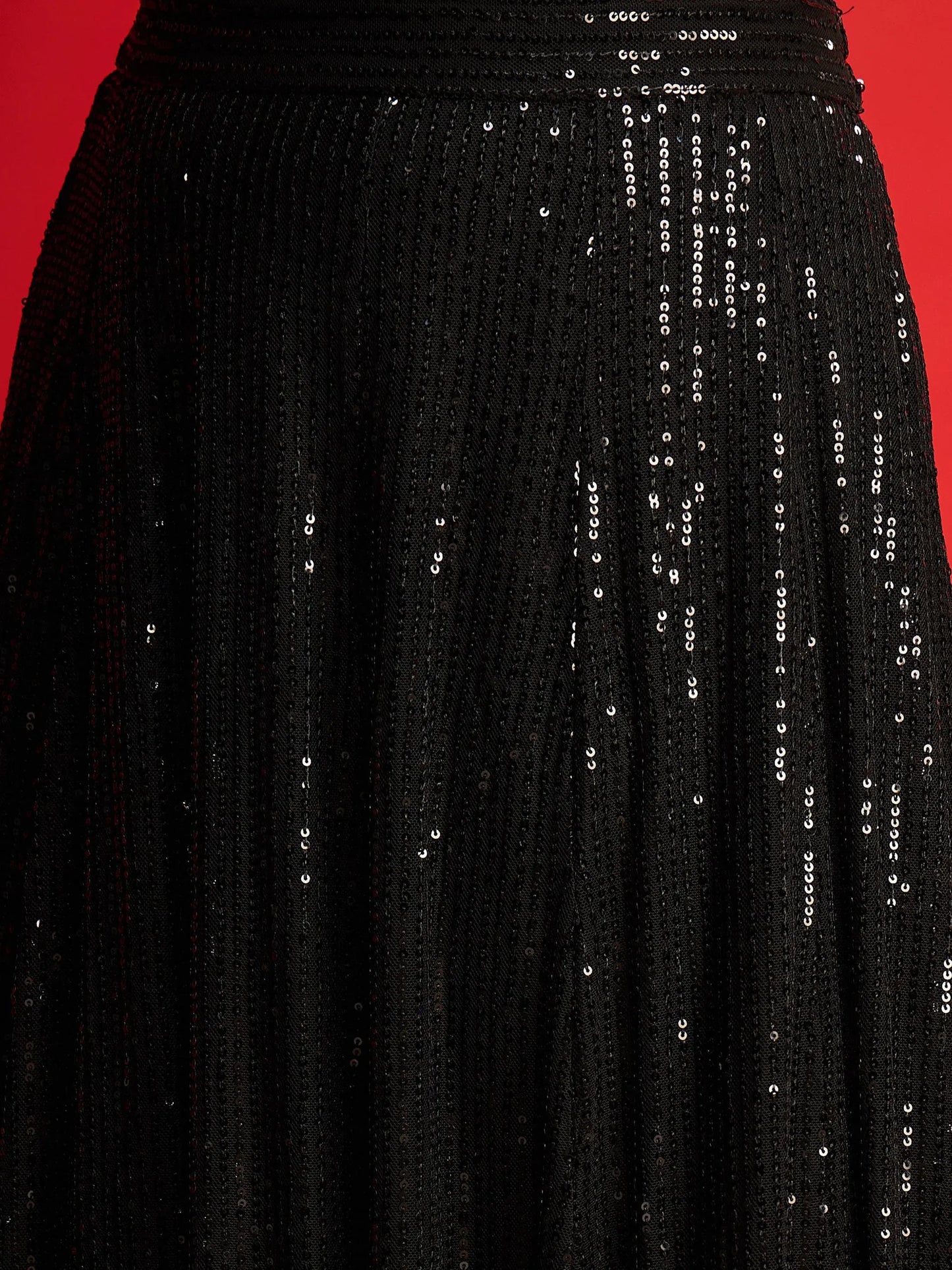 Women Sequins Sleeveless Crop Top With Anarkali Skirt
