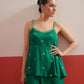 Women Embroidered Strappy Top With Dhoti Skirt