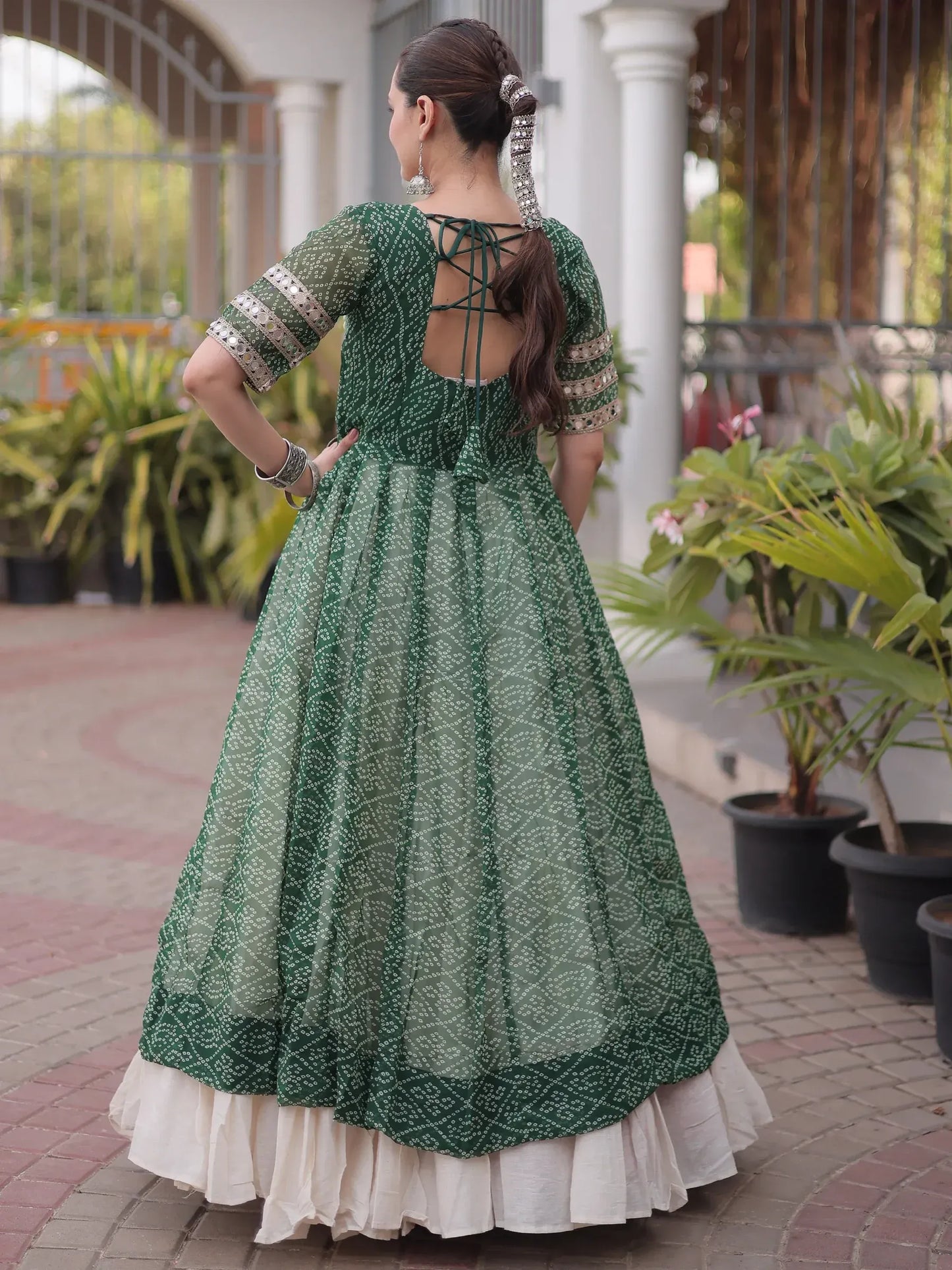 Bandhani Printed Navratri Wear Lehenga With Kurti