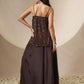 Women Black/Brown Sequin Strappy Top With Flared Pants
