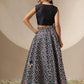 Women Black Embroidery Crop Vest With Anarkali Skirt