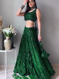 Embellished Sequined Semi-Stitched Lehenga & Blouse With Dupatta