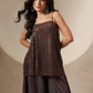 Women Black/Brown Sequin Strappy Top With Flared Pants