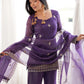 Shiny Purple Zari Work Silk Festival Wear Palazzo Suit With Dupatta