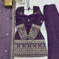 Shiny Purple Zari Work Silk Festival Wear Palazzo Suit With Dupatta