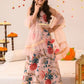 Girls Beige Ethnic Floral Printed Dupion Panelled Lehenga & Choli With Dupatta