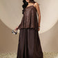 Women Black/Brown Sequin Strappy Top With Flared Pants