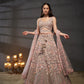 Lavender - Multi Sequins Embroidered Net Semi-Stitched Bridal Lehenga choli