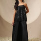Women Black/Brown Sequin Strappy Top With Flared Pants