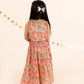 Girls Coral Floral Printed Cotton Flared Lehenga With Choli