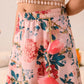 Girls Beige Ethnic Floral Printed Dupion Panelled Lehenga & Choli With Dupatta