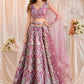 Embroidered Pink Sequined Semi-Stitched Lehenga & Unstitched Blouse With Dupatta