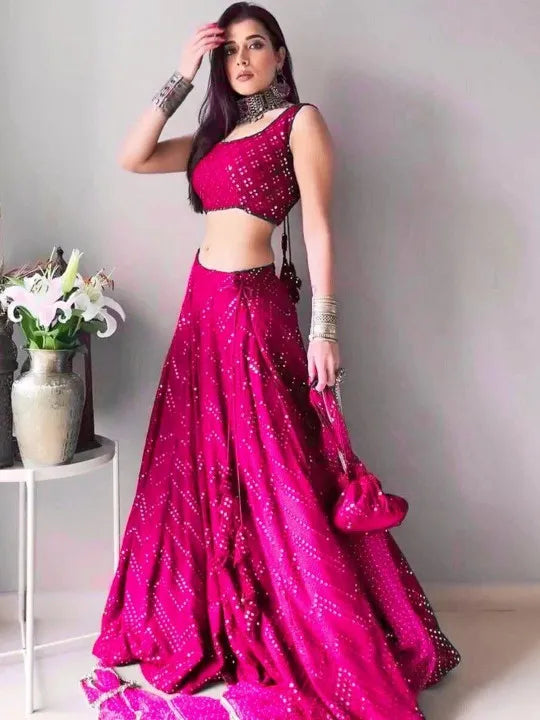 Embellished Sequined Semi-Stitched Lehenga & Blouse With Dupatta