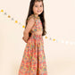 Girls Coral Floral Printed Cotton Flared Lehenga With Choli
