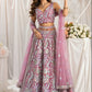 Embroidered Pink Sequined Semi-Stitched Lehenga & Unstitched Blouse With Dupatta