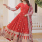 Floral Embroidered Sequined Georgette Anarkali Kurta With Dupatta