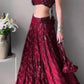 Embellished Sequined Semi-Stitched Lehenga & Blouse With Dupatta