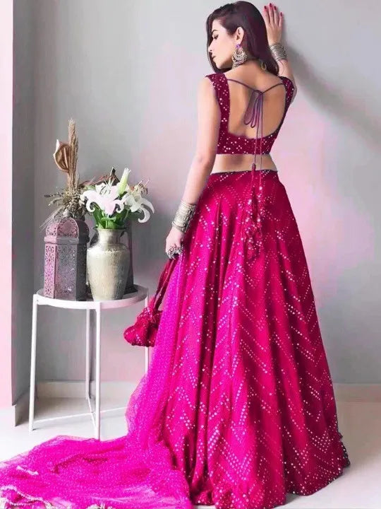 Embellished Sequined Semi-Stitched Lehenga & Blouse With Dupatta