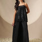Women Black/Brown Sequin Strappy Top With Flared Pants