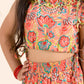 Girls Coral Floral Printed Cotton Flared Lehenga With Choli