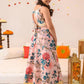 Girls Beige Ethnic Floral Printed Dupion Panelled Lehenga & Choli With Dupatta