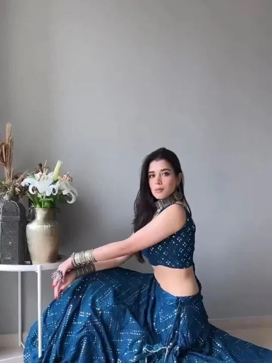 Embellished Sequined Semi-Stitched Lehenga & Blouse With Dupatta
